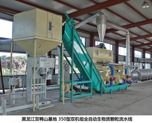 黑龍江雙鴨山350型雙機組全自動生物質顆粒生產流（liú）水線