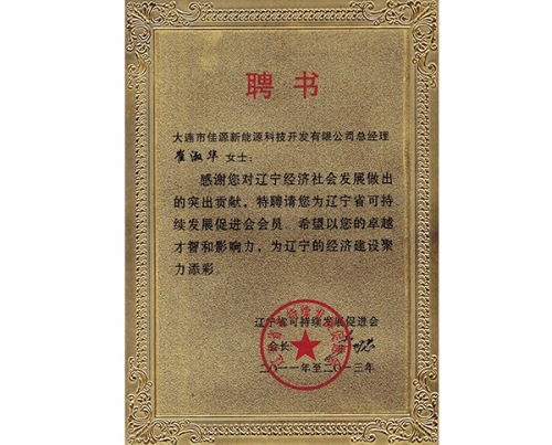 遼寧省可持續發展（zhǎn）促進會聘書